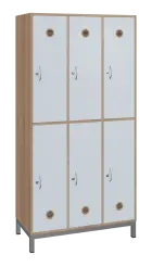 SBS-2233 šatní skříň 6-boxová, 1800x900x400 mm, kovové nohy, korpus dub bardolino, dvířka bílá